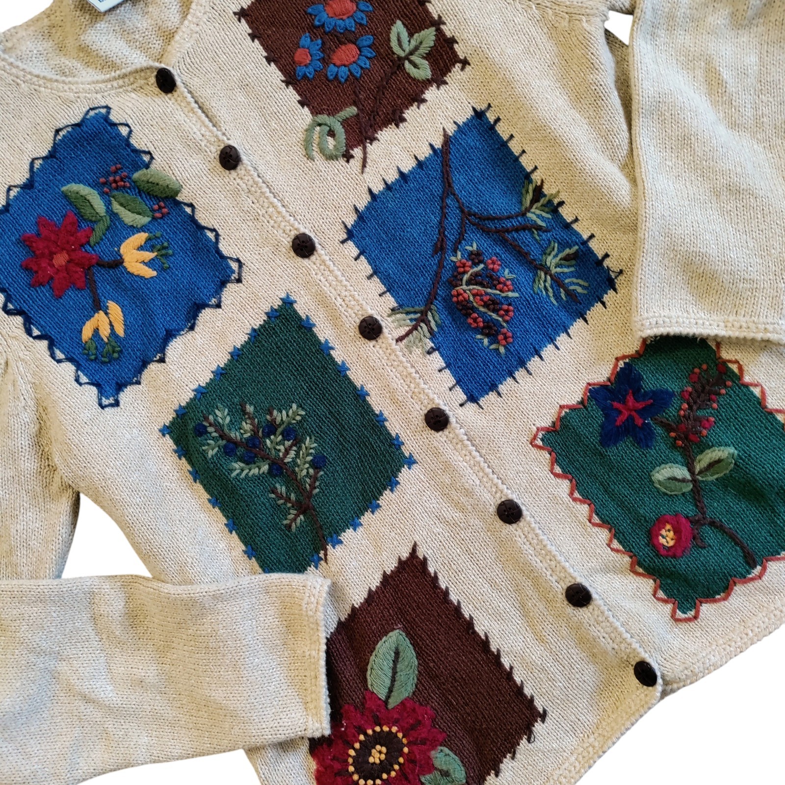 VTG Classic Elements Knit Patchwork Sweater Small… - image 4