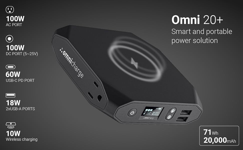 Power Bank Portable Omni 20+Bundle(Omnicharge) Fast,Recharging,Wireless Charging