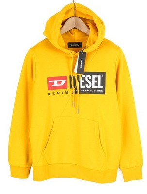 DIESEL S-Girk-Hood-Cuty Herren Hoodie S Gelb Pull-On Känguru RRP 140 Oversized