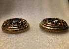 Vintage Large Fillagree Black Sequin Statement Pierced Earrings Bronze Goldtone — photo 9