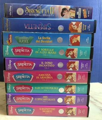 vintage LOT 9 VHS WALT DISNEY CARTOONS THE ITALIAN MERMAID ITA 6 VOL