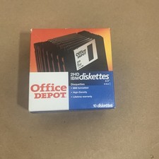 NEW Office Depot 3.5" IBM Formatted 2HD High Density Diskettes 10 Floppy Disks