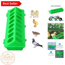 Freestanding Green Poultry Feeder with Flip Top - Perfect for Chicks and Quail