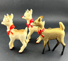 Vintage Hard Plastic Rudolph 2 and 1 Clarice Deer Ornaments Lot