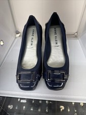 Anne Klein Akunice Navy Wmn 9M Patent Toe Heel Ballet Flats Comfort Shoe I Flex