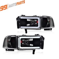 Led Tube C Light Bar Headlights Lamps Fit For 1994-2002 Dodge Ram 1500 2500 3500