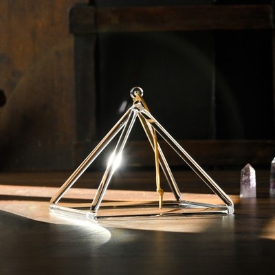 CVNC 6'' Clear Quartz Crystal Singing Pyramid Meditation Instrument Sound Healing