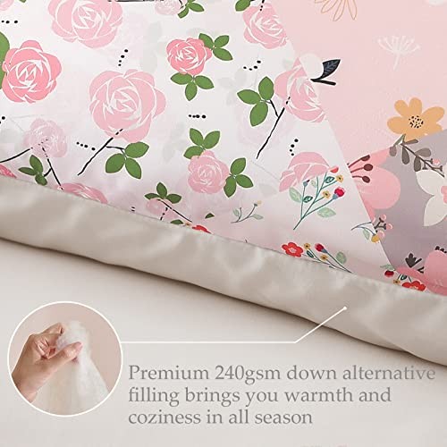 Full Queen Size Comforter Set, Printed Pink Soft Warm Bedding Comforter Sets - Picture 6 of 7