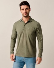 johnnie-O Long Sleeve Original 4-Button Polo - Coastal Wash Mens Agave Green.