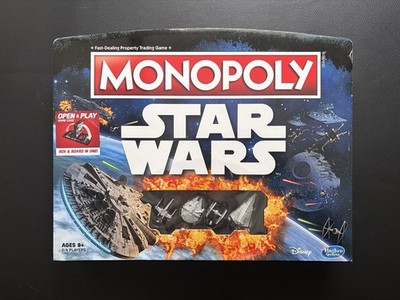 STAR WARS Monopoly Open & Play Box, 2015, READ, missing 2 tokens, fully playable