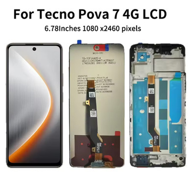 LCD Display Touch Screen Digitizer Full Assembly Frame For Tecno Pova 7 4G LJ6