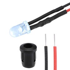 uxcell 5Set DC 12V 5mm Pre Wired LED with Holder,White,8mm Flashing Pink
