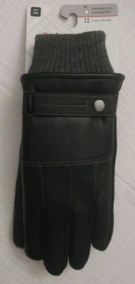 Isotoner Signature Men's Black Smartouch Faux Leather Driving Gloves Size M