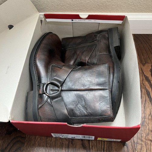 Chaps Bower Red Brown Men Leather Boots Shoes Size 10.5 M Side Zip 9622709 $120 - Picture 21 of 23