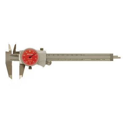 Mitutoyo 505-742-54J Dial Caliper, 6 In, Red, 0.100 In/Rev