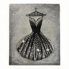 Little Black Dress, Acrylic 8X10 Canvas Panel, Painted From A Tutorial No Frame
