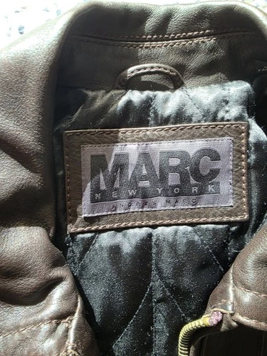 Marc New York  Men's Brown Leather Bomber Jacket Quilted Lined Sz M image 8