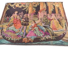 Vintage 49&rdquo;x67&rdquo; Scenic Tapestry Wall Hanging European Rococo Garden Scene