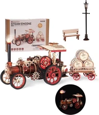 ROKR 3D Wooden Puzzle Steam Engine Mechanical Motorized Train Set DIY Gift LKA01