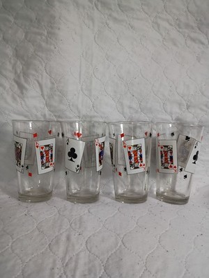 Set Of 4 Luminarc Card Party Highball/ Pub Glasses 16 Oz.