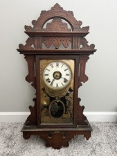 E. Ingraham Pendulum Wall Clock Circa Late 1800s, Condition Unknown