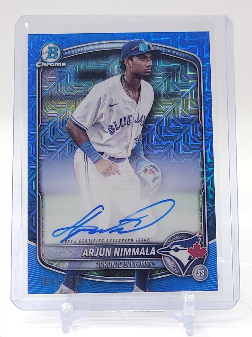 ARJUN NIMMALA 2025 BOWMAN CHROME AUTOGRAPH BLUE MEGA BOX AUTO /150 Q5384