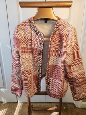 Atmosphere Open Front Crop Blazer With Beaded Neckline Size 16