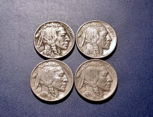 Lot of (4) Nice XF Buffalo Nickels