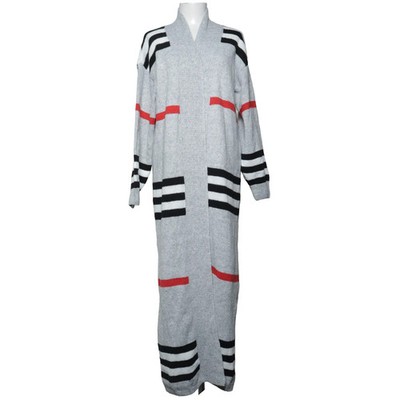 Strickjacke, Damen, Größe: M, Grau/Rot/Schwarz/Weiß, Streifen #YMJ