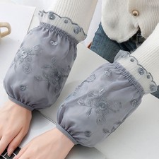 1 Pair Women Lace Trim Sleeve Covers for Down Jacket Workwear Arm Cover Cuff
