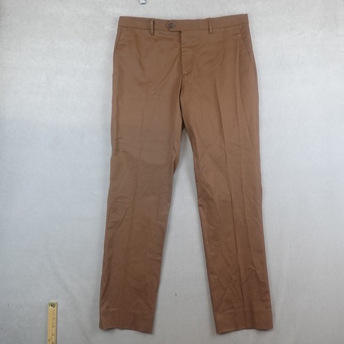 ETRO MILANO Pants Flat Front Straight Dress Trousers Size 50 Brown 34x32
