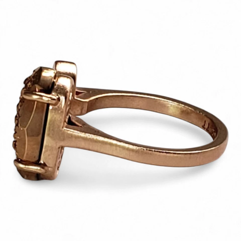 Anillo abierto Kendra Scott Pryde chapado en oro rosa de 14 quilates latón piedras preciosas drusas talla 5 Foto 3 de 4
