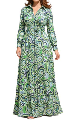 #ad Vintage 70s Rona New York long sleeve maxi dress paisley sz 14 Glam Go go Disco $114.75