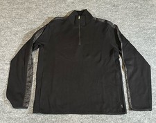 Hugo Boss Men  s LBlack Knit 1/4 Zip Pullover Sweater Solid Pockets Mock Neck EUC