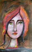  Original Painting Surreal Portrait Abstract 6" X9"Expression   Jess Russell