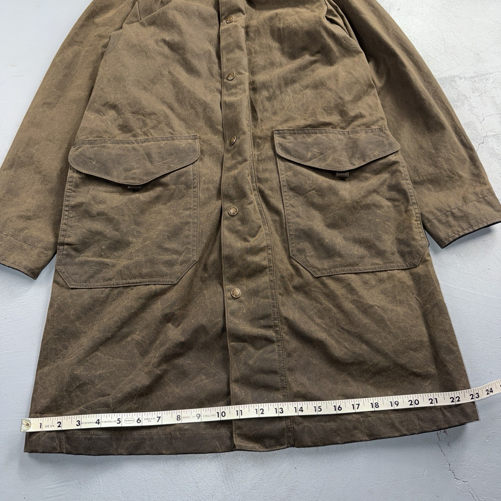 Filson Waxed Trench Coat Size XS Olive Oil Cloth Jacket Rare Mint Condition image 5