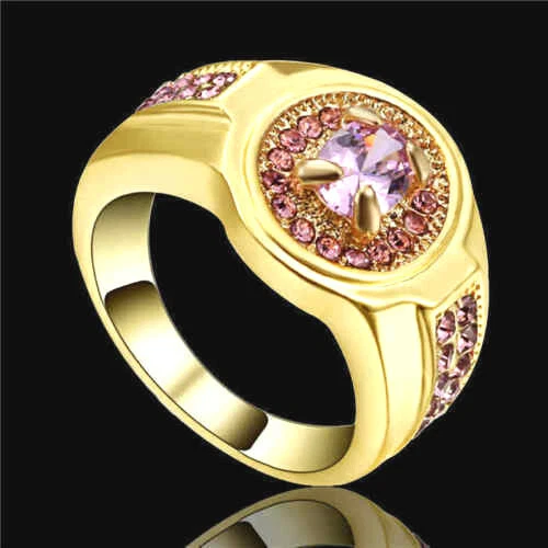 ANILLO RELLENO DE ORO 10K ZAFIRO ROSA CIRCONITA - TALLA 8 POR EL REY DE LA BISUTERÍA  Foto 2 de 2