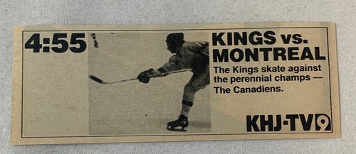 1978 KHJ-TV tv hockey ad ~ KINGS vs CANADIENS ~ October 22
