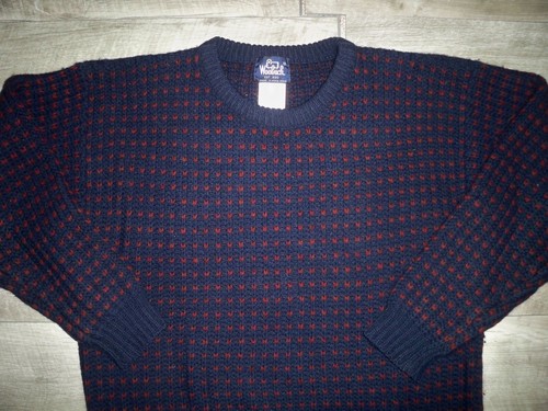 Woolrich Bird's Eye Knit Blue Sweater Pullover Jumper Mens Size Large 100% Wool