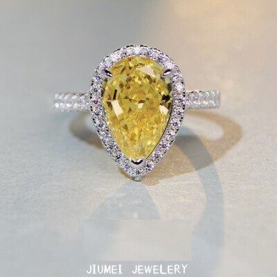7.00 CT Certified Pear Shape Natural Diamond White Gold Finish Engagement Ring