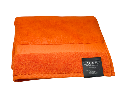 RALPH LAUREN WESCOTT Summer Orange Premium Soft Cotton 30" x 56" Bath Towel NEW