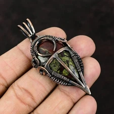 Dragon Bloodstone Jewelry Copper Gift For Mum Wire Wrapped Pendant 2.56"
