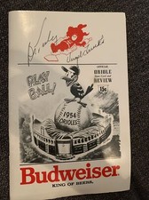Bob Turley & Virgil Trucks (1st Oriole game, 1954 starters)  Autographed program