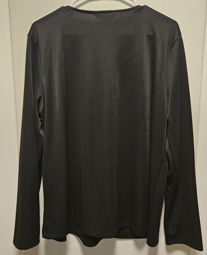 XL Liz Claiborne Black Long Sleeve Top Size XLarge. Pleated Front - Picture 2 of 10