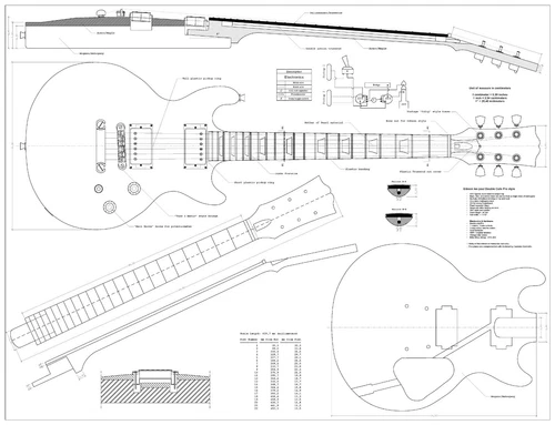 Gibson Les Paul Double cuts electric GUITAR PLANS  make guitar - actual size 