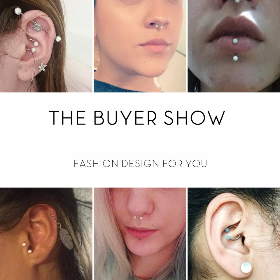 Piercing labial tragus hélice oreja hélice nariz ópalo acero inoxidable 1 pieza Foto 3 de 4