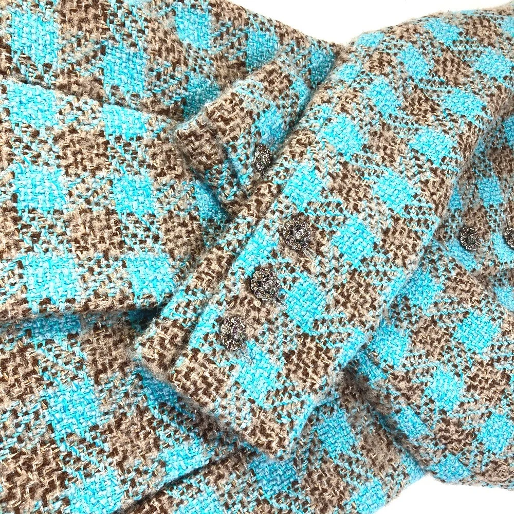 CHANEL P73646 CC Mark Bijoux bottoni strass tweed misto 22K 22K cappotto lungo