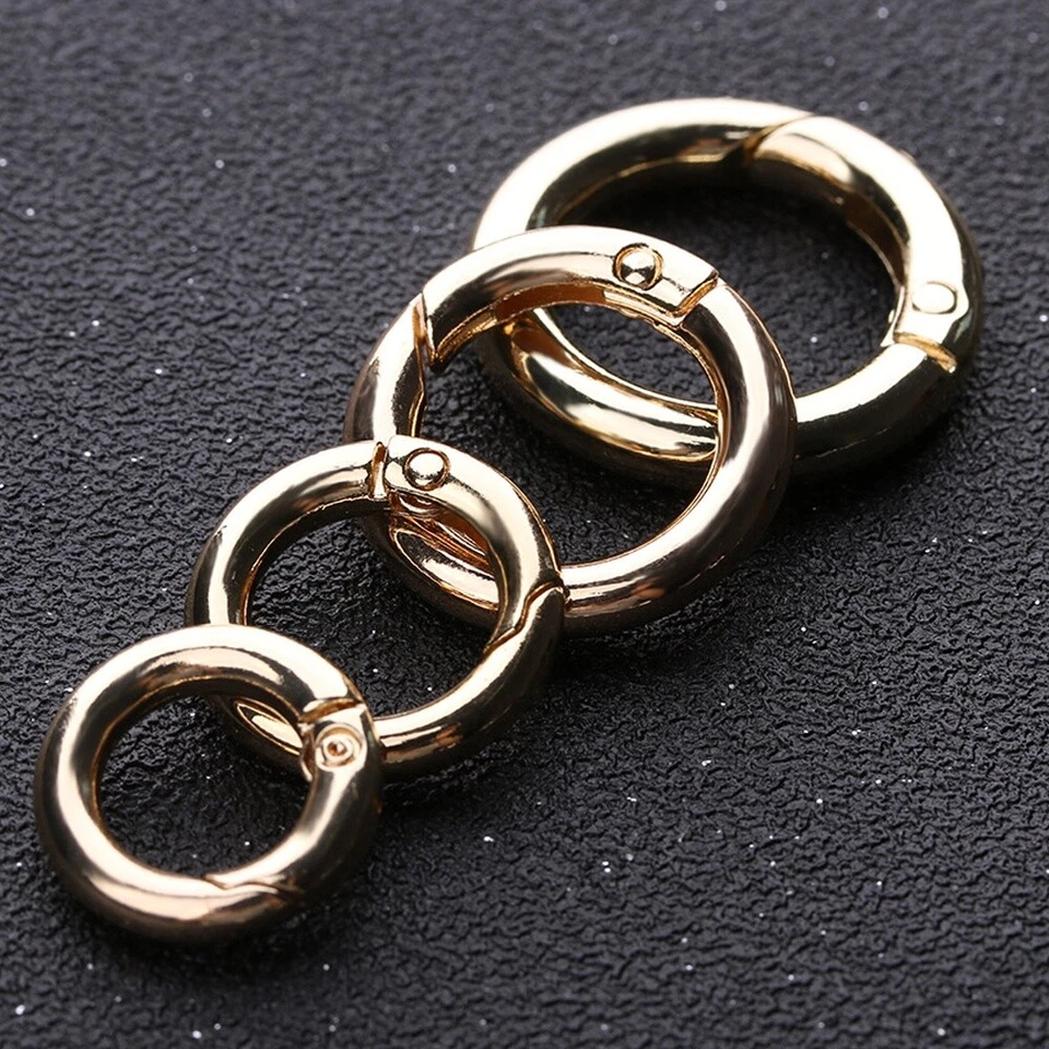 10 peças porta de mola de metal anel O bolsa de couro abrível bolsa de mão alça de cinto fivela - Imagem 2 de 4