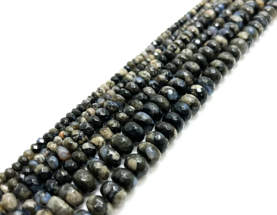 Cuentas de piedras preciosas sueltas rondelle facetadas ópalo gris africano natural Que Sera - RDF90 Foto 2 de 2