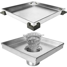 Neodrain 6-Inch Square Shower Drain with Removable Tile Insert Grate,Brushed ...